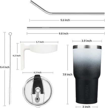 20 oz Tumbler with Handle & Straw, Insulated Stainless Steel Mug | Double Wall Vacuum, Keeps Hot/Cold, Thermal Cup, BPA Free, Dishwasher Safe, Cupholder Fit, Coffee & Travel, Indigo Black