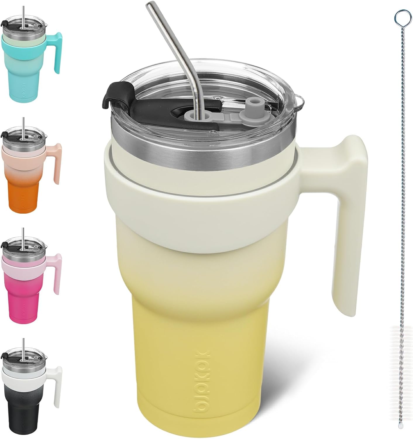 20 oz Tumbler with Handle & Straw, Insulated Stainless Steel Mug | Double Wall Vacuum, Keeps Hot/Cold, Thermal Cup, BPA Free, Dishwasher Safe, Cupholder Fit, Coffee & Travel, Indigo Black