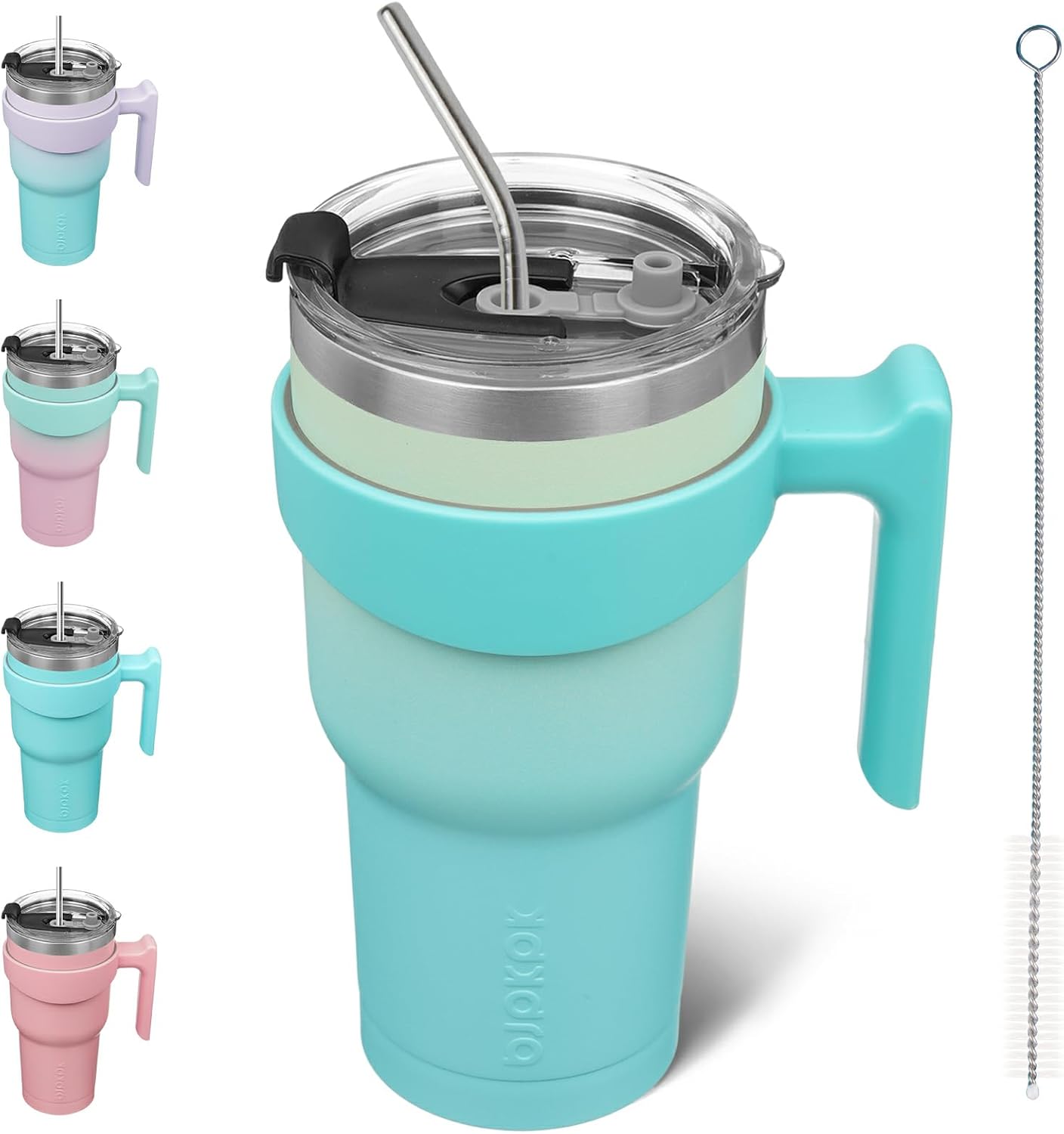 20 oz Tumbler with Handle & Straw, Insulated Stainless Steel Mug | Double Wall Vacuum, Keeps Hot/Cold, Thermal Cup, BPA Free, Dishwasher Safe, Cupholder Fit, Coffee & Travel, Indigo Black