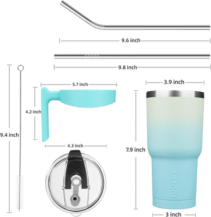 20 oz Tumbler with Handle & Straw, Insulated Stainless Steel Mug | Double Wall Vacuum, Keeps Hot/Cold, Thermal Cup, BPA Free, Dishwasher Safe, Cupholder Fit, Coffee & Travel, Indigo Black