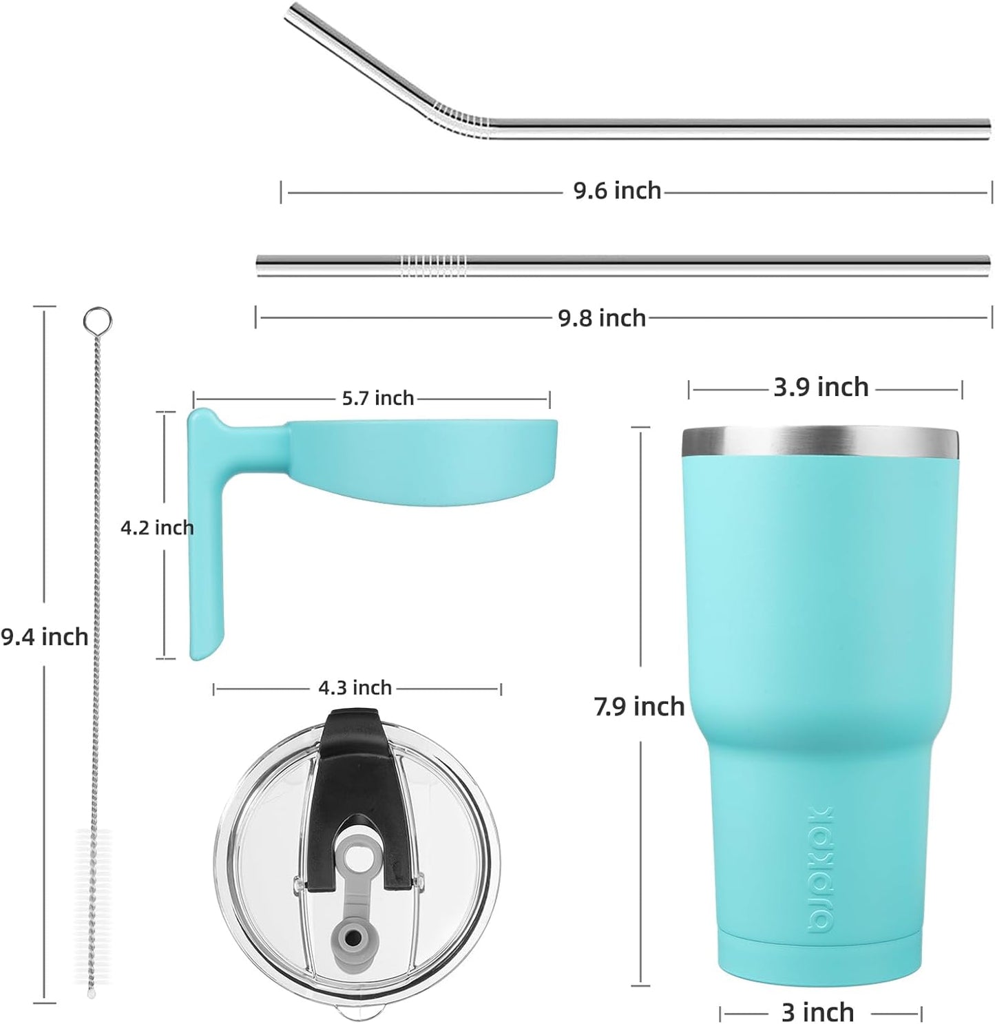 20 oz Tumbler with Handle & Straw, Insulated Stainless Steel Mug | Double Wall Vacuum, Keeps Hot/Cold, Thermal Cup, BPA Free, Dishwasher Safe, Cupholder Fit, Coffee & Travel, Indigo Black