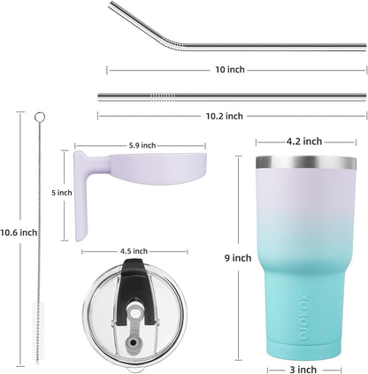 20 oz Tumbler with Handle & Straw, Insulated Stainless Steel Mug | Double Wall Vacuum, Keeps Hot/Cold, Thermal Cup, BPA Free, Dishwasher Safe, Cupholder Fit, Coffee & Travel, Indigo Black