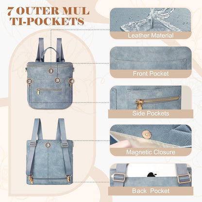 Neoprene Diaper Bag Baby Diaper Bag Large Capacity Neoprene Backpack with Changing Pad Travel Diaper Backpack with 16 Pockets for Mom & Dad-Brown