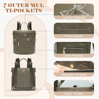 Neoprene Diaper Bag Baby Diaper Bag Large Capacity Neoprene Backpack with Changing Pad Travel Diaper Backpack with 16 Pockets for Mom & Dad-Brown