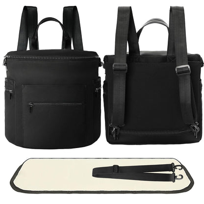Neoprene Diaper Bag Baby Diaper Bag Large Capacity Neoprene Backpack with Changing Pad Travel Diaper Backpack with 16 Pockets for Mom & Dad-Brown