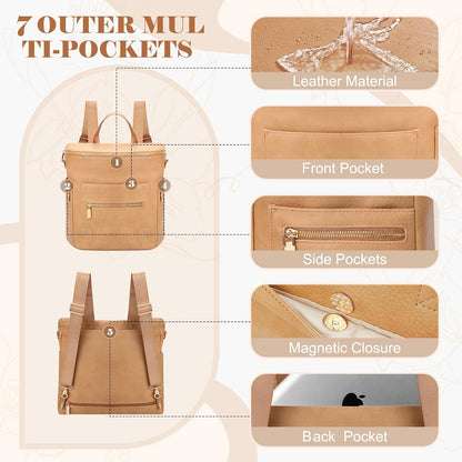 Neoprene Diaper Bag Baby Diaper Bag Large Capacity Neoprene Backpack with Changing Pad Travel Diaper Backpack with 16 Pockets for Mom & Dad-Brown