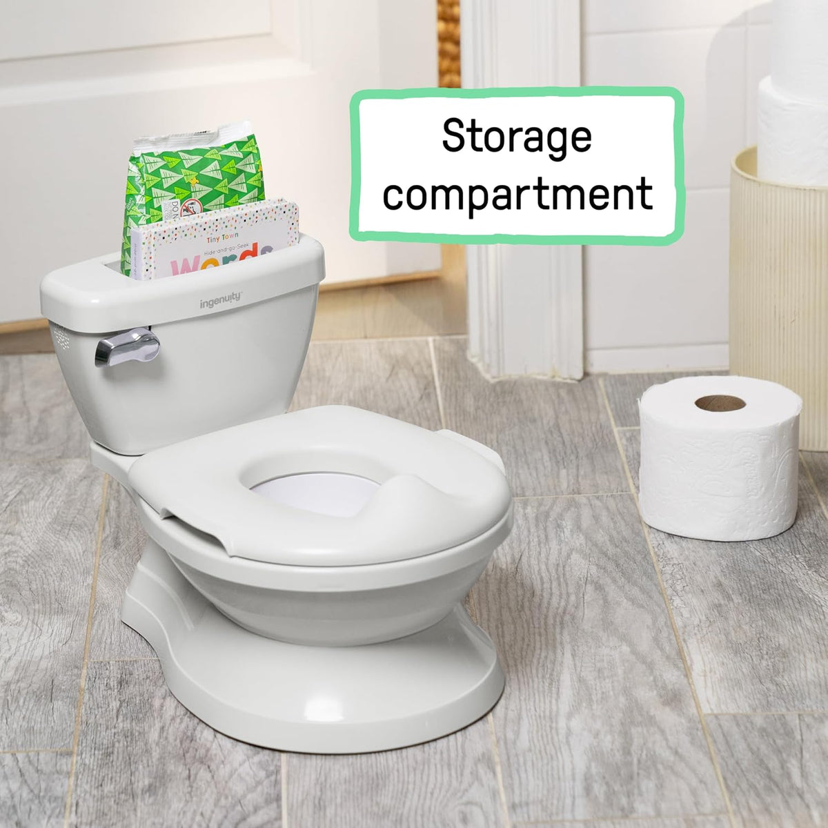 My Size Potty Pro 2-in-1 Potty Training Toilet, Floor Potty with Removable Potty Seat for Standard Toilets, Realistic Flushing Sound, for Toddlers Ages 18+ Months, Up to 50 lb