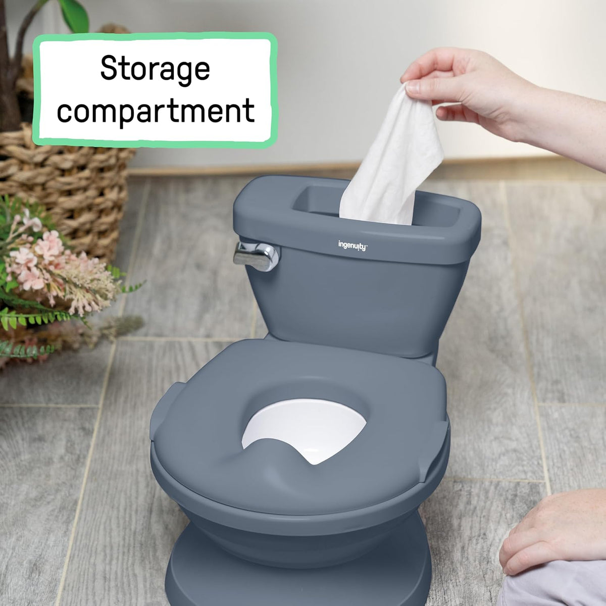 My Size Potty Pro 2-in-1 Potty Training Toilet, Floor Potty with Removable Potty Seat for Standard Toilets, Realistic Flushing Sound, for Toddlers Ages 18+ Months, Up to 50 lb