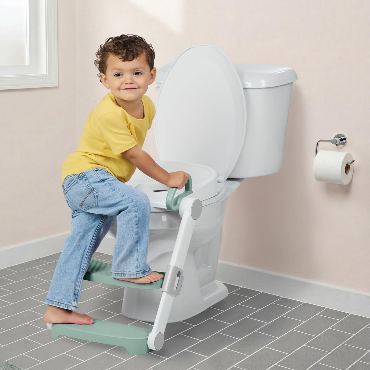 My Size Potty Pro 2-in-1 Potty Training Toilet, Floor Potty with Removable Potty Seat for Standard Toilets, Realistic Flushing Sound, for Toddlers Ages 18+ Months, Up to 50 lb