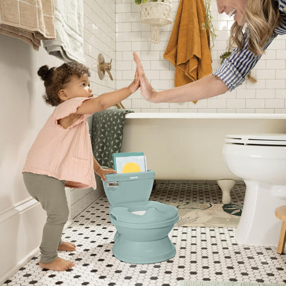 My Size Potty Pro 2-in-1 Potty Training Toilet, Floor Potty with Removable Potty Seat for Standard Toilets, Realistic Flushing Sound, for Toddlers Ages 18+ Months, Up to 50 lb