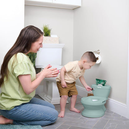 My Size Potty Pro 2-in-1 Potty Training Toilet, Floor Potty with Removable Potty Seat for Standard Toilets, Realistic Flushing Sound, for Toddlers Ages 18+ Months, Up to 50 lb