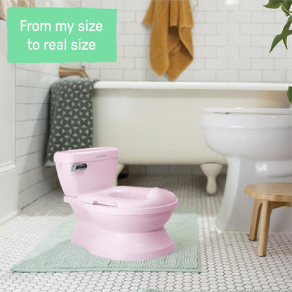 My Size Potty Pro 2-in-1 Potty Training Toilet, Floor Potty with Removable Potty Seat for Standard Toilets, Realistic Flushing Sound, for Toddlers Ages 18+ Months, Up to 50 lb