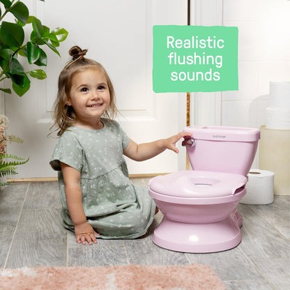 My Size Potty Pro 2-in-1 Potty Training Toilet, Floor Potty with Removable Potty Seat for Standard Toilets, Realistic Flushing Sound, for Toddlers Ages 18+ Months, Up to 50 lb