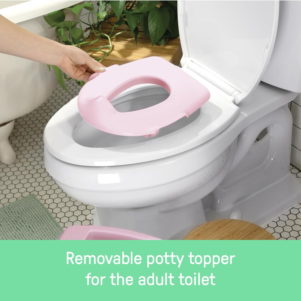 My Size Potty Pro 2-in-1 Potty Training Toilet, Floor Potty with Removable Potty Seat for Standard Toilets, Realistic Flushing Sound, for Toddlers Ages 18+ Months, Up to 50 lb