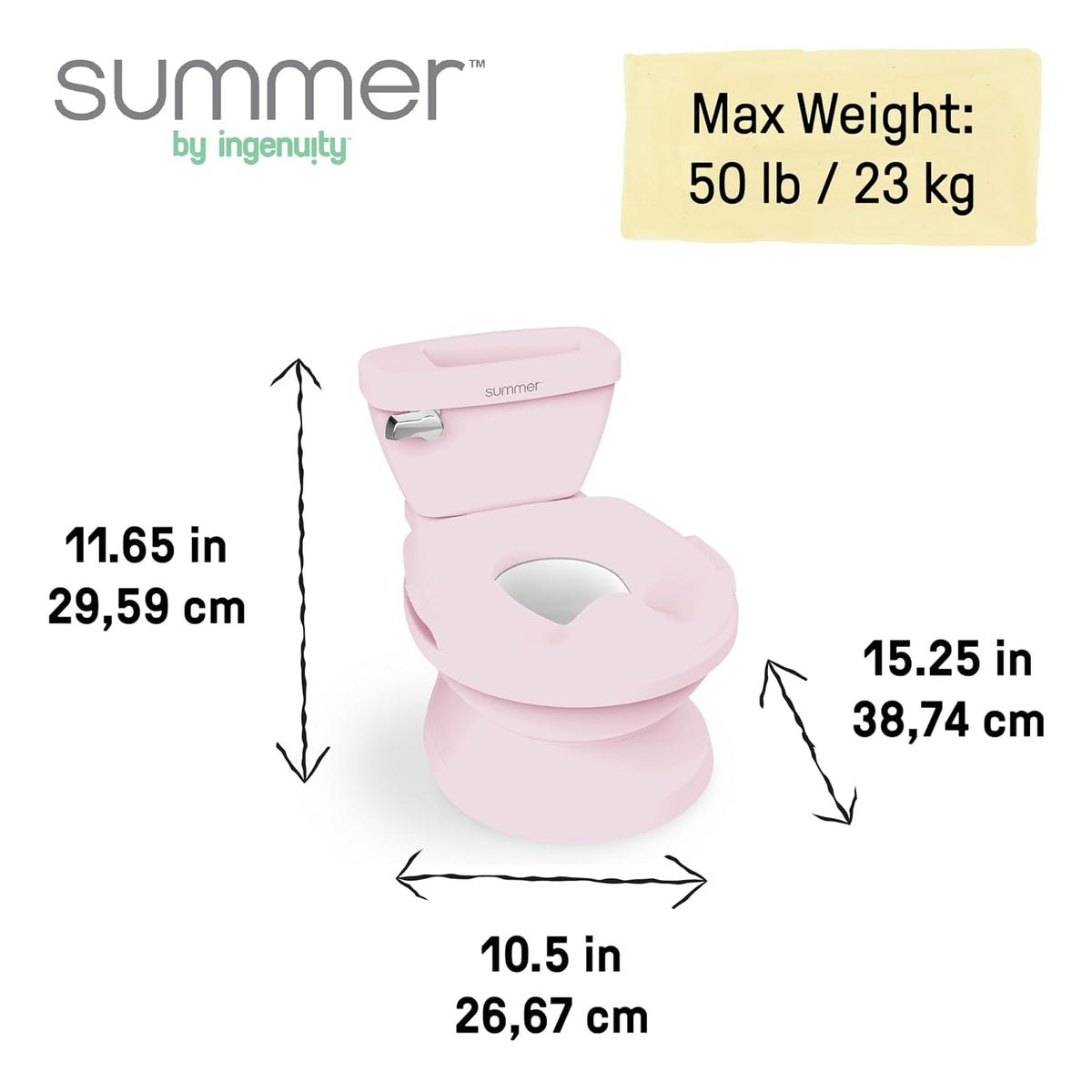 My Size Potty Pro 2-in-1 Potty Training Toilet, Floor Potty with Removable Potty Seat for Standard Toilets, Realistic Flushing Sound, for Toddlers Ages 18+ Months, Up to 50 lb