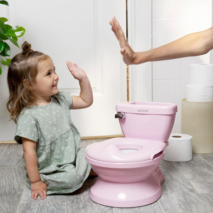 My Size Potty Pro 2-in-1 Potty Training Toilet, Floor Potty with Removable Potty Seat for Standard Toilets, Realistic Flushing Sound, for Toddlers Ages 18+ Months, Up to 50 lb