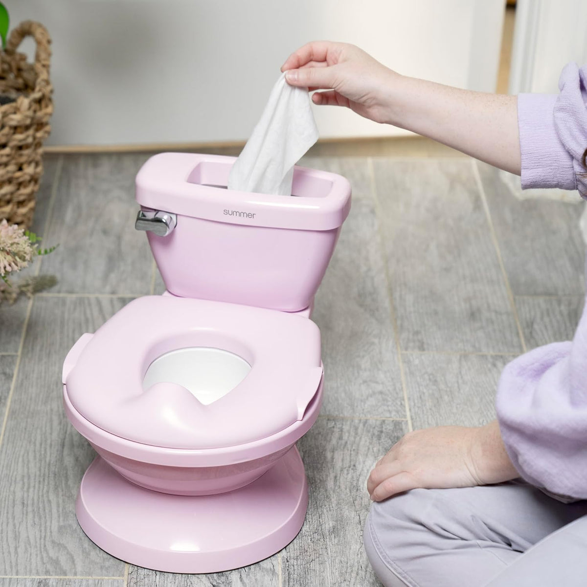My Size Potty Pro 2-in-1 Potty Training Toilet, Floor Potty with Removable Potty Seat for Standard Toilets, Realistic Flushing Sound, for Toddlers Ages 18+ Months, Up to 50 lb