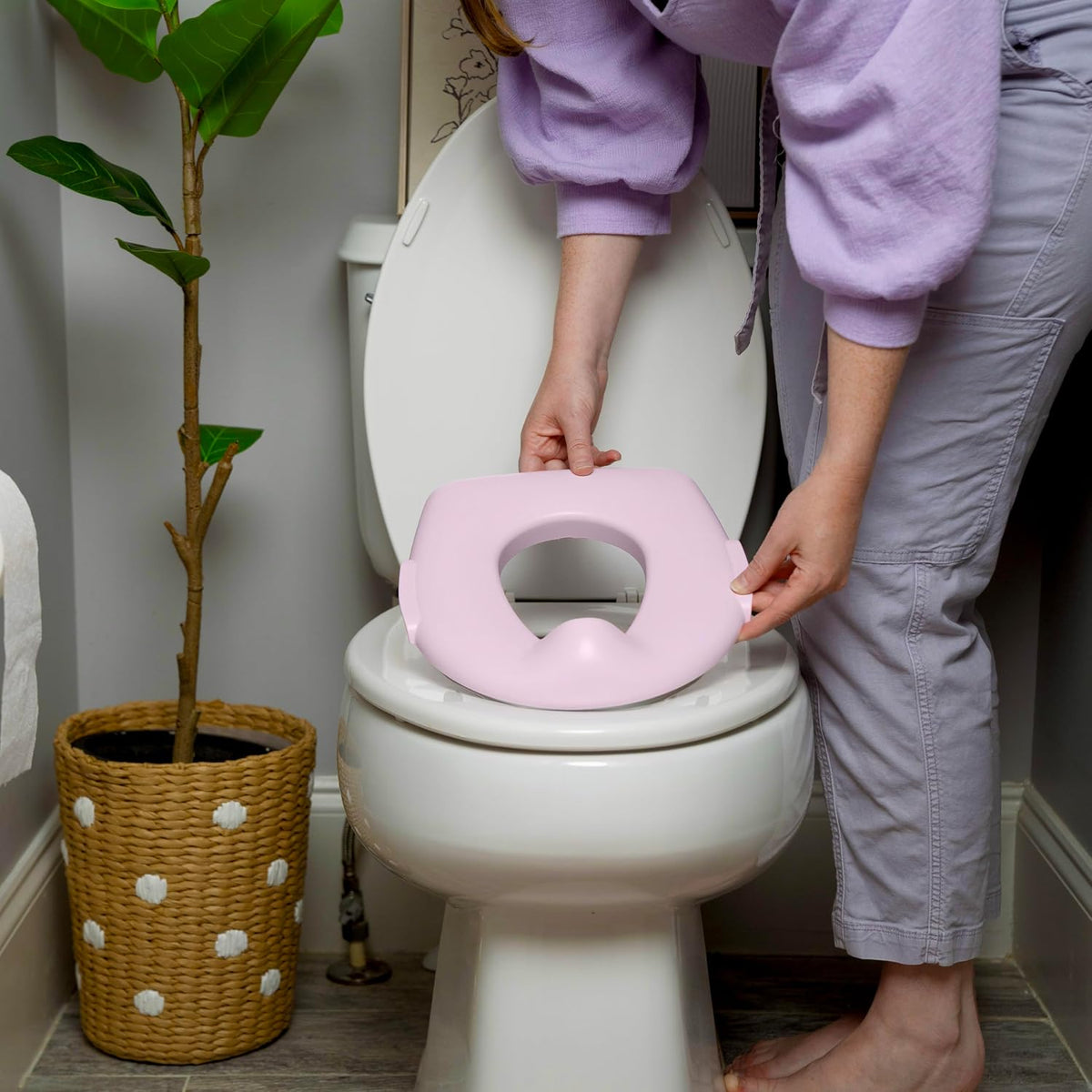 My Size Potty Pro 2-in-1 Potty Training Toilet, Floor Potty with Removable Potty Seat for Standard Toilets, Realistic Flushing Sound, for Toddlers Ages 18+ Months, Up to 50 lb