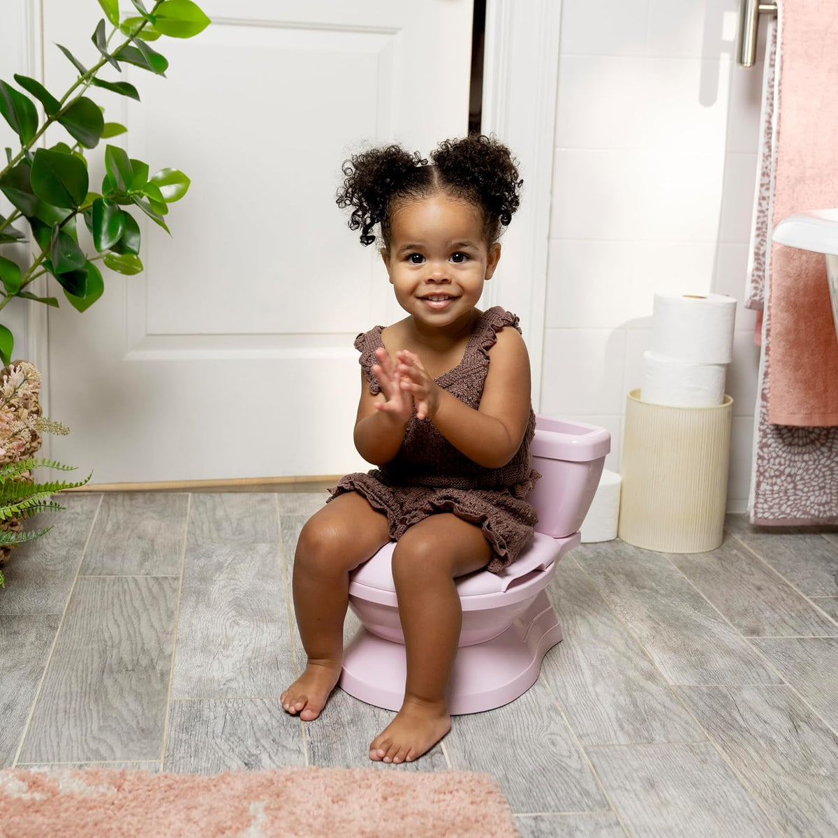 My Size Potty Pro 2-in-1 Potty Training Toilet, Floor Potty with Removable Potty Seat for Standard Toilets, Realistic Flushing Sound, for Toddlers Ages 18+ Months, Up to 50 lb