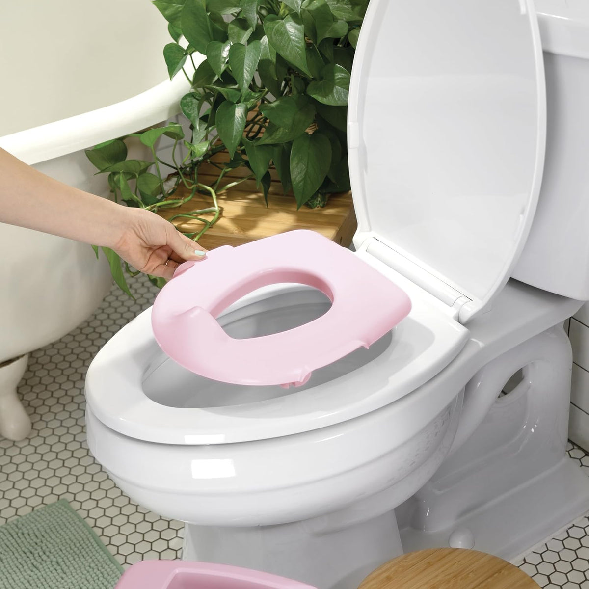My Size Potty Pro 2-in-1 Potty Training Toilet, Floor Potty with Removable Potty Seat for Standard Toilets, Realistic Flushing Sound, for Toddlers Ages 18+ Months, Up to 50 lb