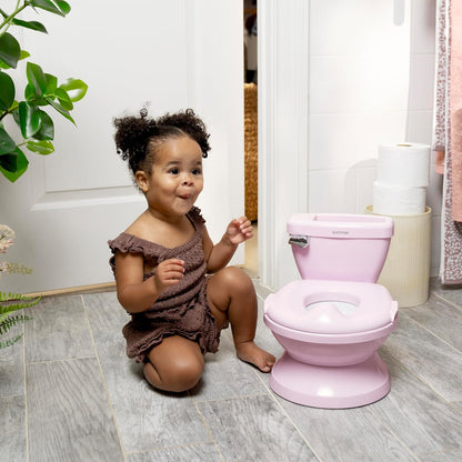 My Size Potty Pro 2-in-1 Potty Training Toilet, Floor Potty with Removable Potty Seat for Standard Toilets, Realistic Flushing Sound, for Toddlers Ages 18+ Months, Up to 50 lb