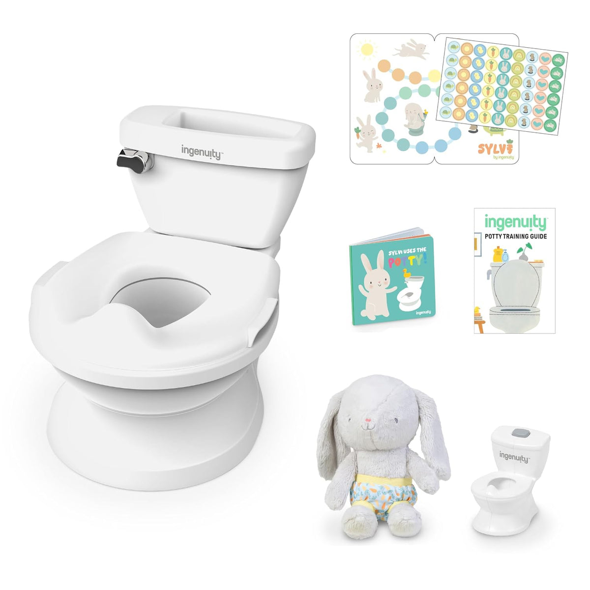 My Size Potty Pro 2-in-1 Potty Training Toilet, Floor Potty with Removable Potty Seat for Standard Toilets, Realistic Flushing Sound, for Toddlers Ages 18+ Months, Up to 50 lb