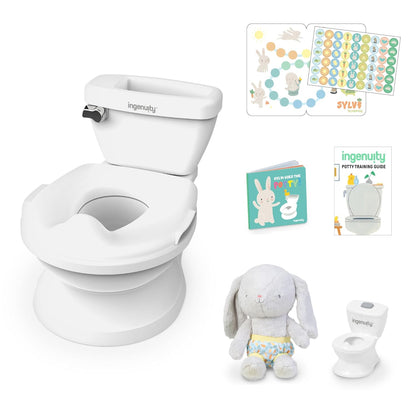 My Size Potty Pro 2-in-1 Potty Training Toilet, Floor Potty with Removable Potty Seat for Standard Toilets, Realistic Flushing Sound, for Toddlers Ages 18+ Months, Up to 50 lb
