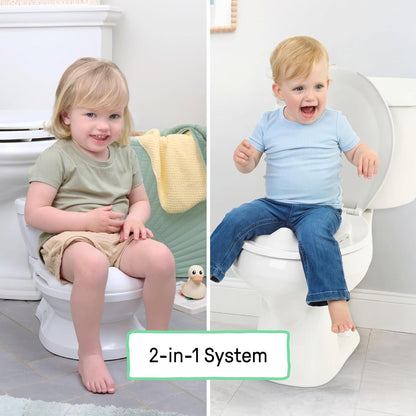 My Size Potty Pro 2-in-1 Potty Training Toilet, Floor Potty with Removable Potty Seat for Standard Toilets, Realistic Flushing Sound, for Toddlers Ages 18+ Months, Up to 50 lb