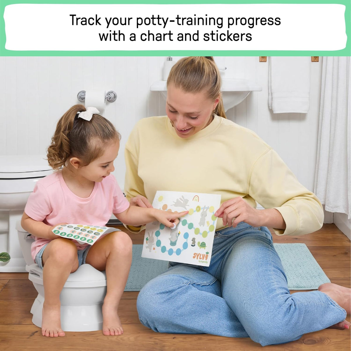 My Size Potty Pro 2-in-1 Potty Training Toilet, Floor Potty with Removable Potty Seat for Standard Toilets, Realistic Flushing Sound, for Toddlers Ages 18+ Months, Up to 50 lb