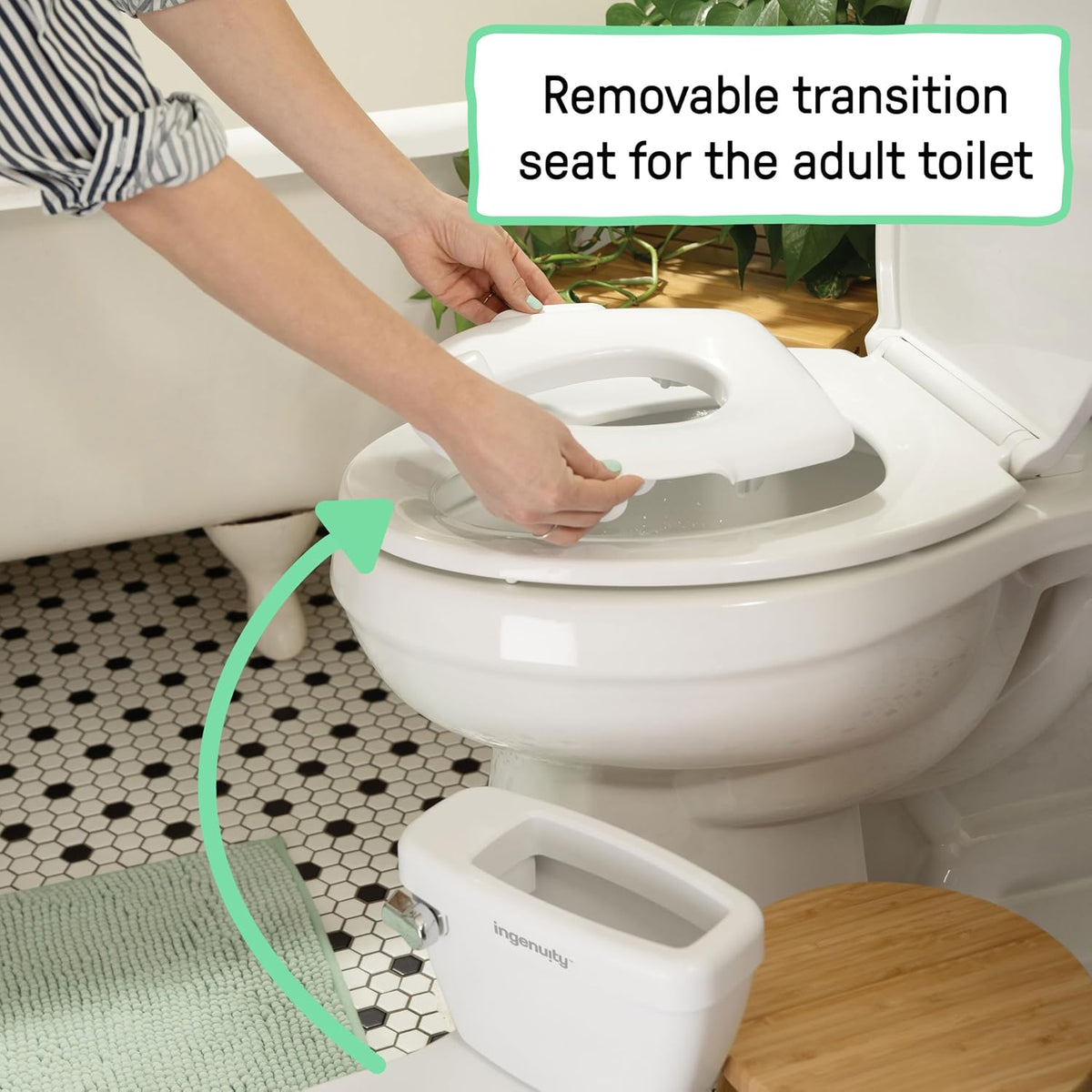 My Size Potty Pro 2-in-1 Potty Training Toilet, Floor Potty with Removable Potty Seat for Standard Toilets, Realistic Flushing Sound, for Toddlers Ages 18+ Months, Up to 50 lb