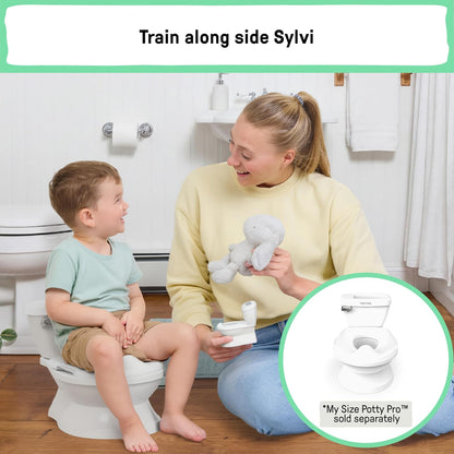 My Size Potty Pro 2-in-1 Potty Training Toilet, Floor Potty with Removable Potty Seat for Standard Toilets, Realistic Flushing Sound, for Toddlers Ages 18+ Months, Up to 50 lb