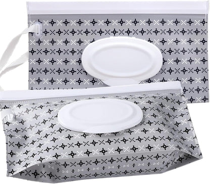 Baby Wipe Dispenser, 2 Pack Reusable Baby Wipe Container, Portable Refillable Baby Wipe Holder Wipes Pouch for Travel & Home Use