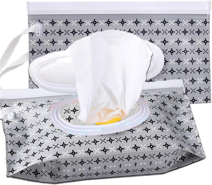 Baby Wipe Dispenser, 2 Pack Reusable Baby Wipe Container, Portable Refillable Baby Wipe Holder Wipes Pouch for Travel & Home Use