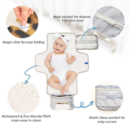 Yellow Leopard Print Portable Diaper Changing Pad for Camping