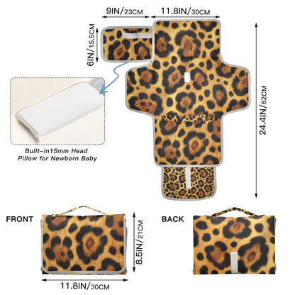 Yellow Leopard Print Portable Diaper Changing Pad for Camping
