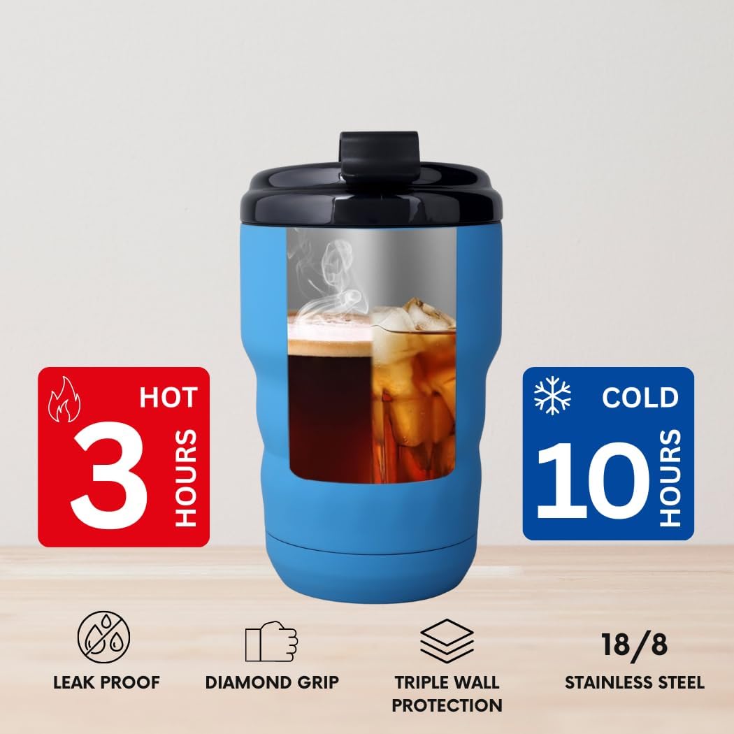 Insulated Travel Coffee Mug with Flip Lid, 12 oz Stainless Steel Coffee Cups Spill Proof, Double Wall Vacuum Tumblers, Reusable To Go Mug for Hot/Ice Coffee Tea (Brown)