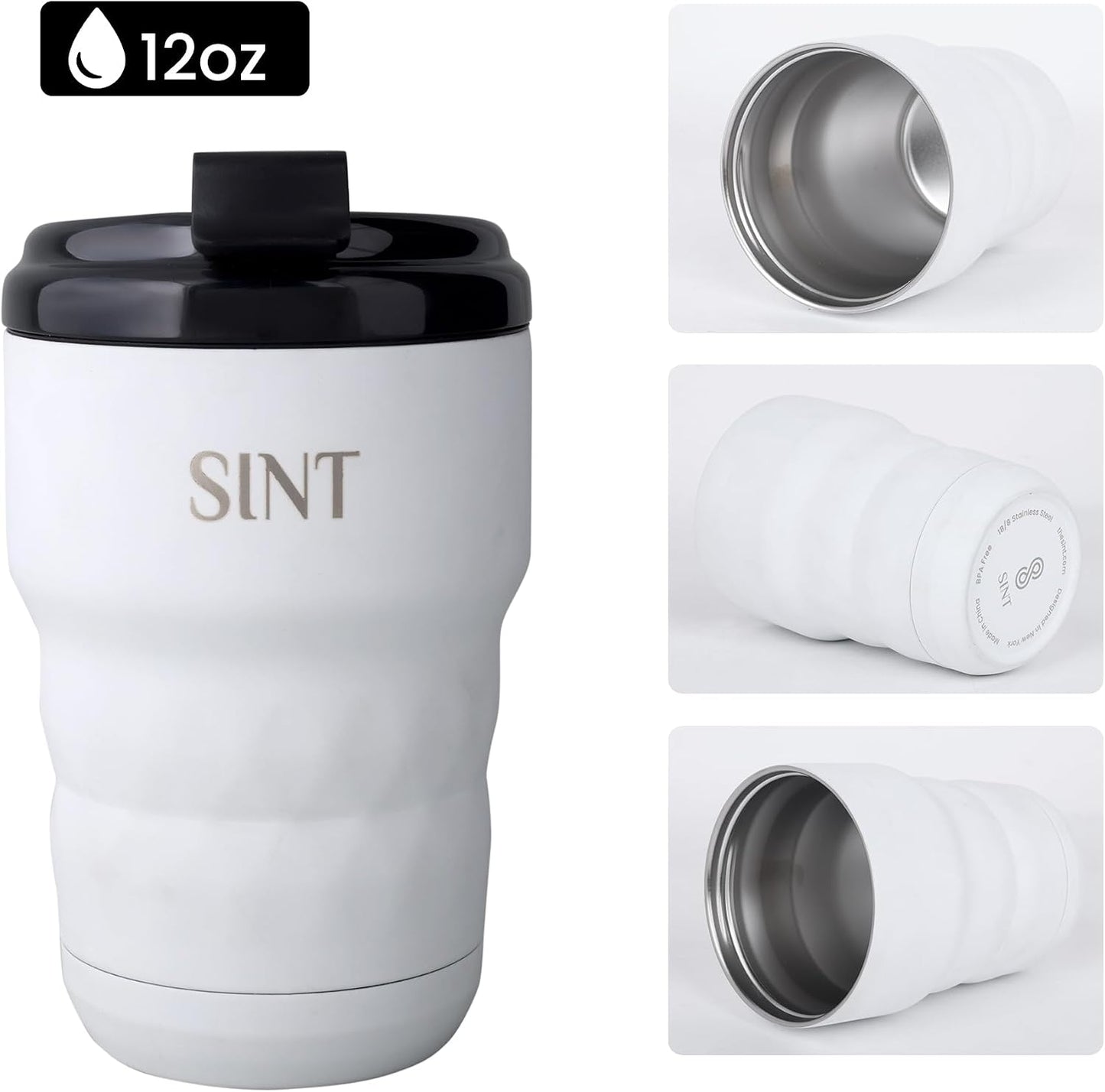 Insulated Travel Coffee Mug with Flip Lid, 12 oz Stainless Steel Coffee Cups Spill Proof, Double Wall Vacuum Tumblers, Reusable To Go Mug for Hot/Ice Coffee Tea (Brown)