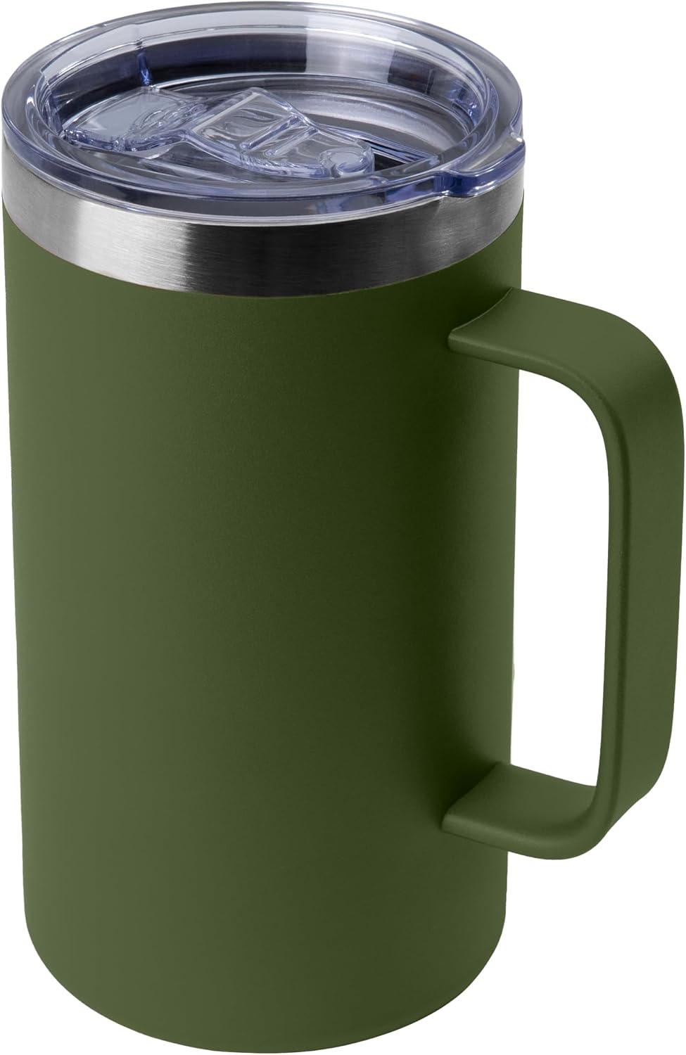DOMICARE 24oz Mug with Handle and Lid, Stainless Steel Coffee Mug, Reusable Insulated Cup, Travel Mug with Handle, Double Wall Vacuum Coffee Tumbler for Men and Women, White, Pack 1