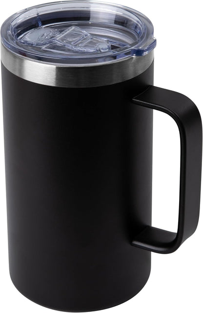 DOMICARE 24oz Mug with Handle and Lid, Stainless Steel Coffee Mug, Reusable Insulated Cup, Travel Mug with Handle, Double Wall Vacuum Coffee Tumbler for Men and Women, White, Pack 1