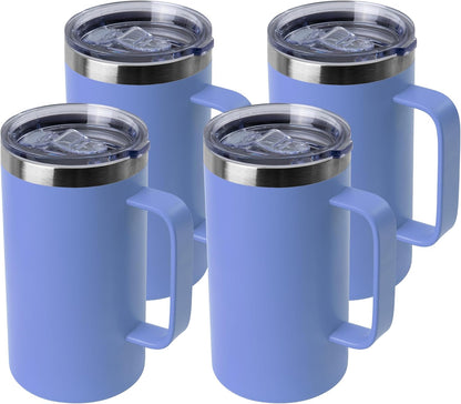 DOMICARE 24oz Mug with Handle and Lid, Stainless Steel Coffee Mug, Reusable Insulated Cup, Travel Mug with Handle, Double Wall Vacuum Coffee Tumbler for Men and Women, White, Pack 1