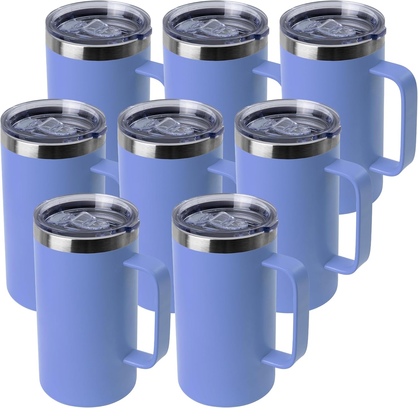 DOMICARE 24oz Mug with Handle and Lid, Stainless Steel Coffee Mug, Reusable Insulated Cup, Travel Mug with Handle, Double Wall Vacuum Coffee Tumbler for Men and Women, White, Pack 1