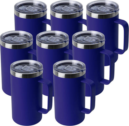 DOMICARE 24oz Mug with Handle and Lid, Stainless Steel Coffee Mug, Reusable Insulated Cup, Travel Mug with Handle, Double Wall Vacuum Coffee Tumbler for Men and Women, White, Pack 1