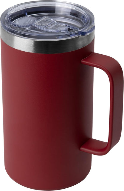 DOMICARE 24oz Mug with Handle and Lid, Stainless Steel Coffee Mug, Reusable Insulated Cup, Travel Mug with Handle, Double Wall Vacuum Coffee Tumbler for Men and Women, White, Pack 1