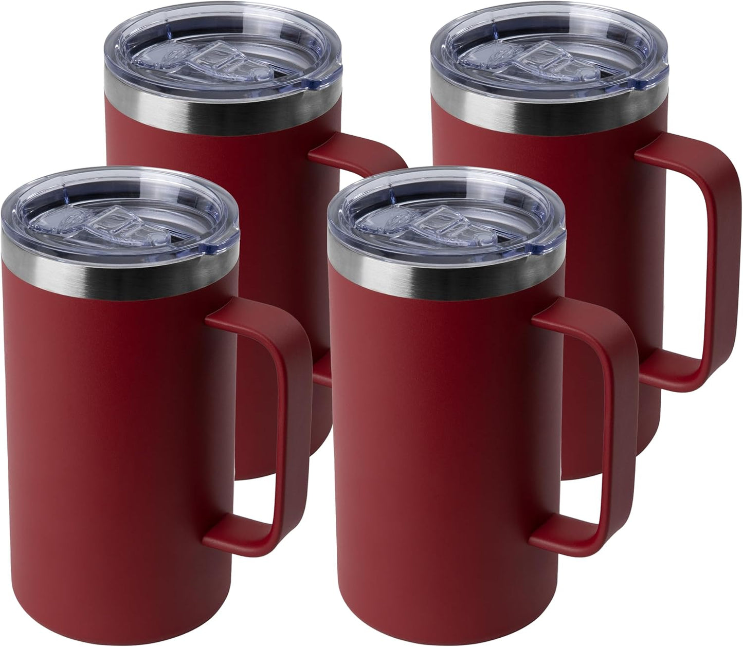 DOMICARE 24oz Mug with Handle and Lid, Stainless Steel Coffee Mug, Reusable Insulated Cup, Travel Mug with Handle, Double Wall Vacuum Coffee Tumbler for Men and Women, White, Pack 1