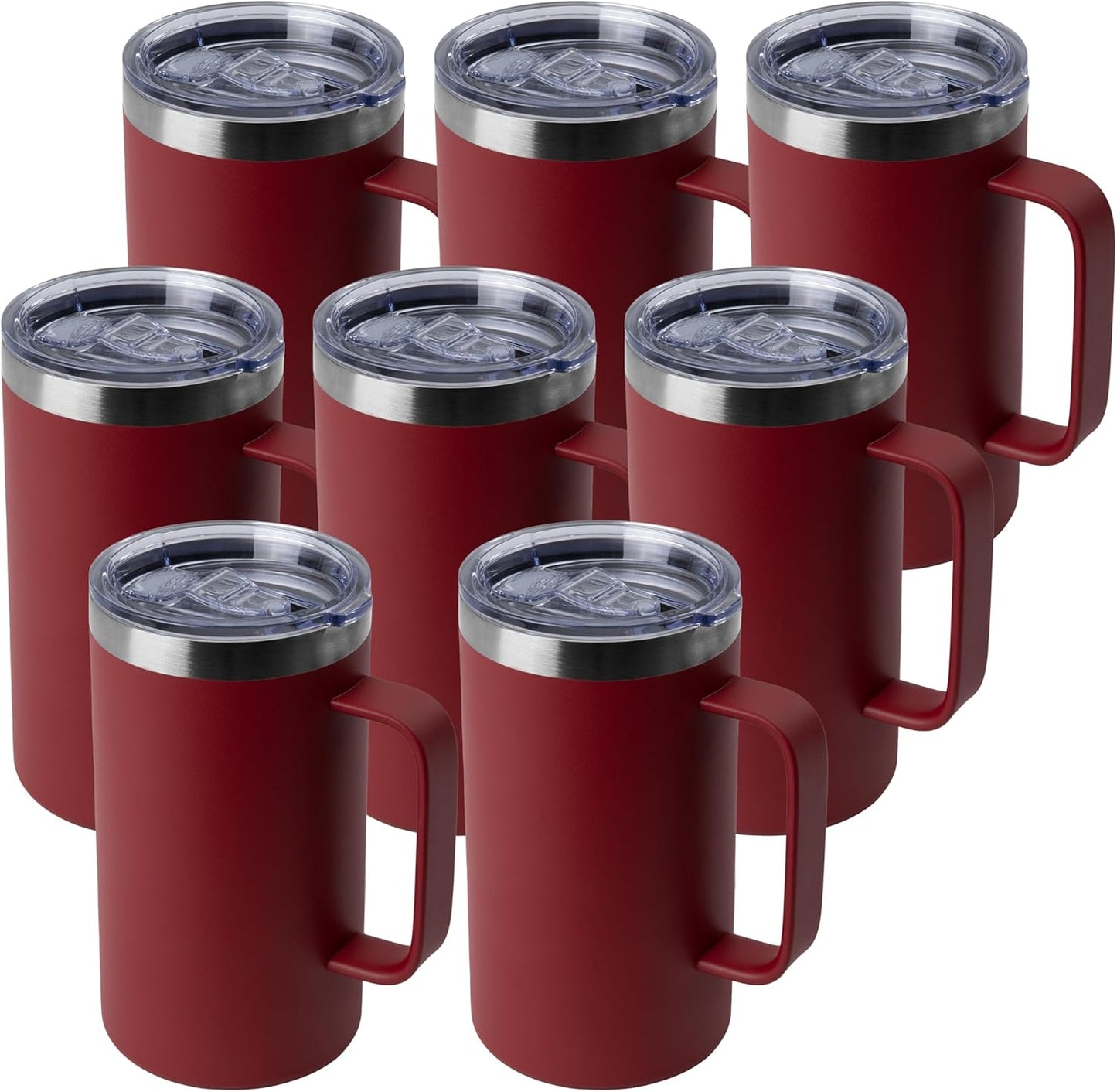 DOMICARE 24oz Mug with Handle and Lid, Stainless Steel Coffee Mug, Reusable Insulated Cup, Travel Mug with Handle, Double Wall Vacuum Coffee Tumbler for Men and Women, White, Pack 1