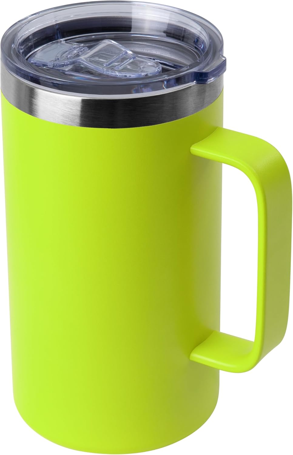 DOMICARE 24oz Mug with Handle and Lid, Stainless Steel Coffee Mug, Reusable Insulated Cup, Travel Mug with Handle, Double Wall Vacuum Coffee Tumbler for Men and Women, White, Pack 1
