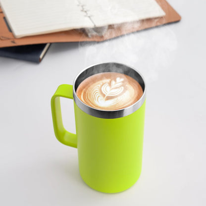 DOMICARE 24oz Mug with Handle and Lid, Stainless Steel Coffee Mug, Reusable Insulated Cup, Travel Mug with Handle, Double Wall Vacuum Coffee Tumbler for Men and Women, White, Pack 1