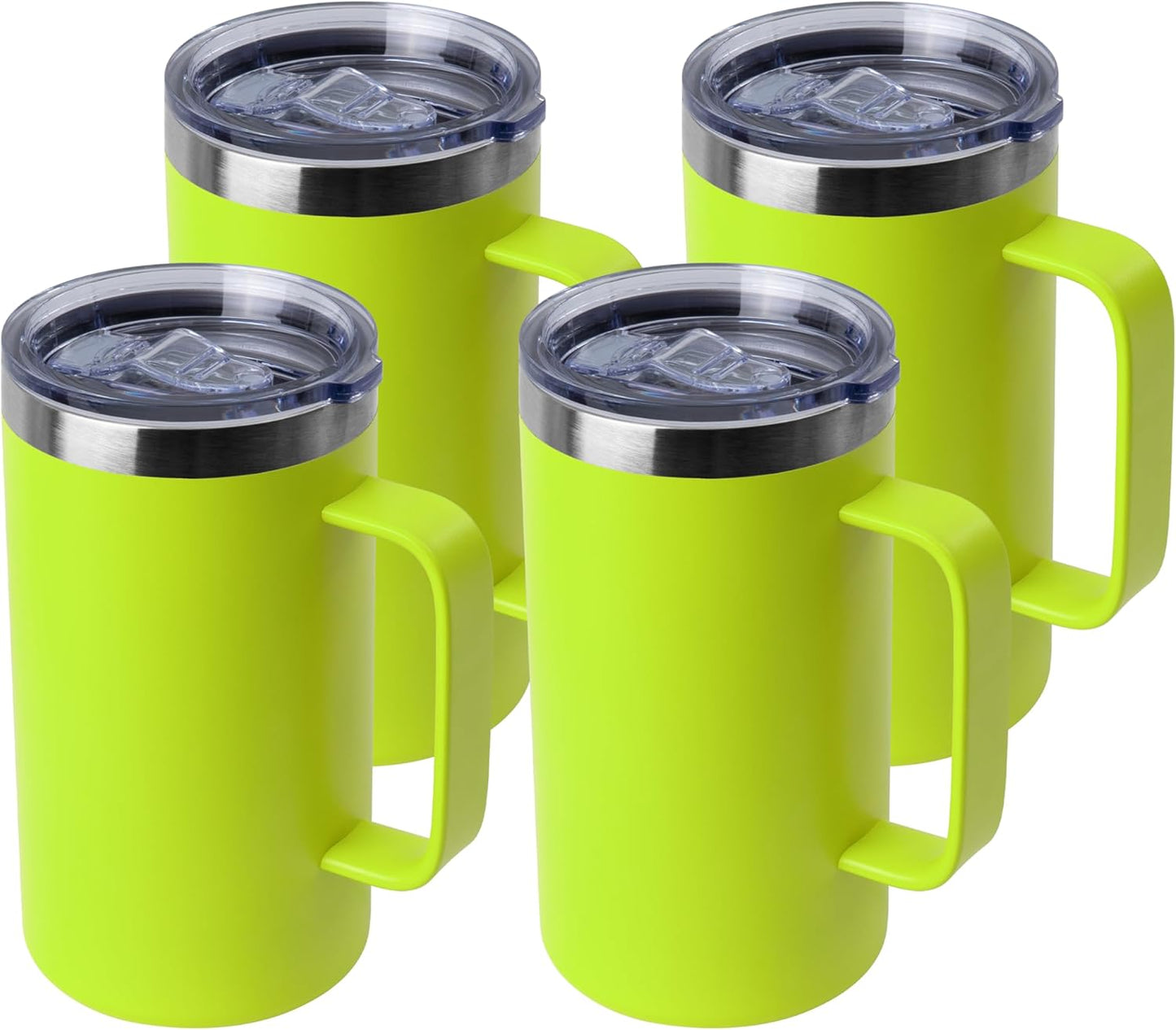 DOMICARE 24oz Mug with Handle and Lid, Stainless Steel Coffee Mug, Reusable Insulated Cup, Travel Mug with Handle, Double Wall Vacuum Coffee Tumbler for Men and Women, White, Pack 1