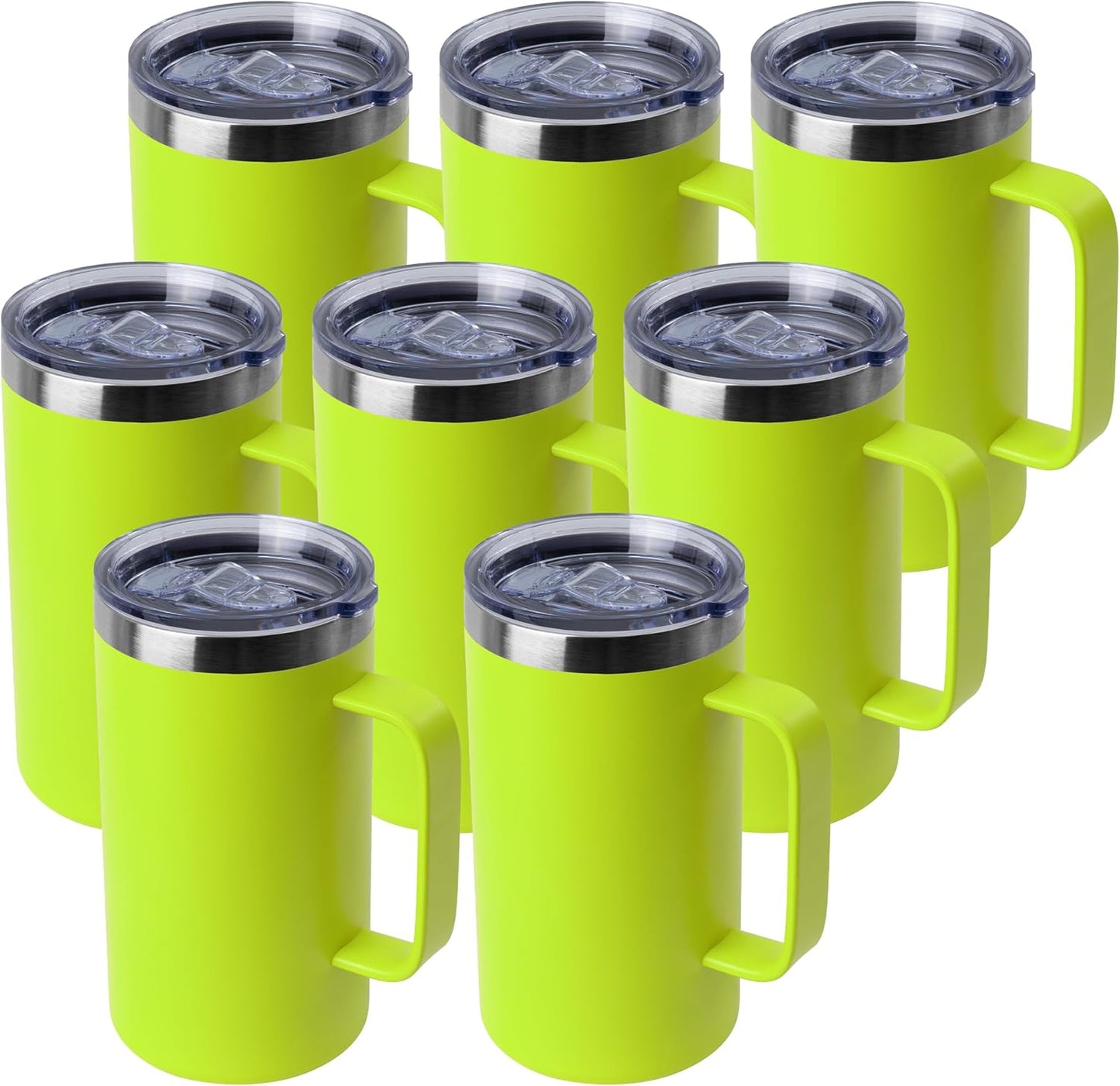 DOMICARE 24oz Mug with Handle and Lid, Stainless Steel Coffee Mug, Reusable Insulated Cup, Travel Mug with Handle, Double Wall Vacuum Coffee Tumbler for Men and Women, White, Pack 1