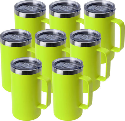 DOMICARE 24oz Mug with Handle and Lid, Stainless Steel Coffee Mug, Reusable Insulated Cup, Travel Mug with Handle, Double Wall Vacuum Coffee Tumbler for Men and Women, White, Pack 1